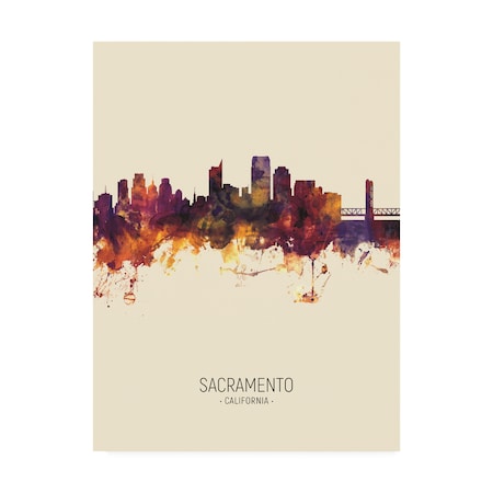 Michael Tompsett 'Sacramento California Skyline Portrait III' Canvas Art,35x47